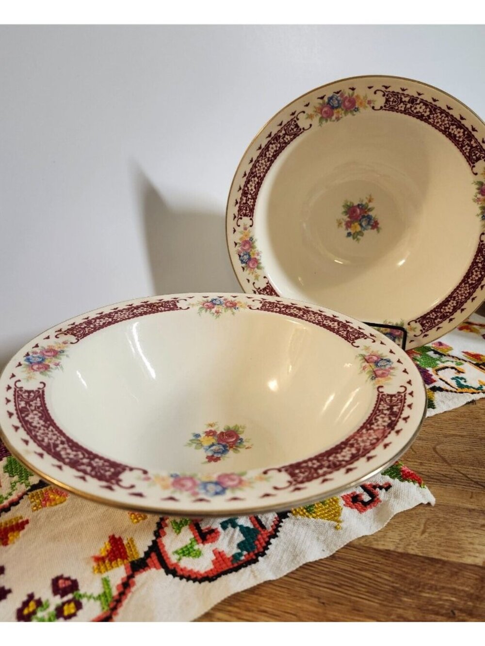 Homer Laughlin Royal Maroon 9" Serving Bowls Vintage HLC 1940s